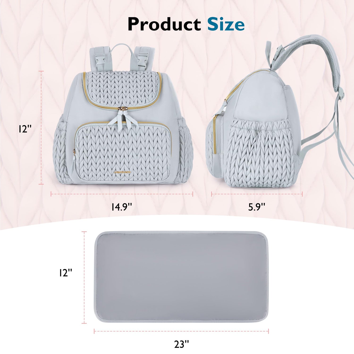 mommore Diaper Bag Small Diaper Backpack Stylish Baby Backpacks Travel Mini Maternity Bags with Insulated Pockets, Changing Pad, Stroller Straps