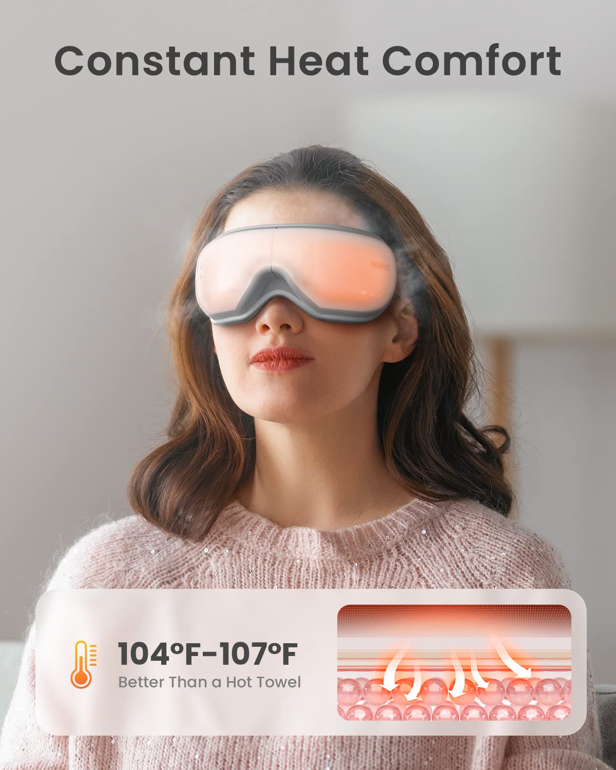 RENPHO Eyeris1 Eye Mask with Heat, Remote Control, Bluetooth Music, Ideal Christmas Birthday Gifts, Electric Eye Care Device, Rechargeable Sleep Mask for Eye Relaxation, Improve Sleep, Reduce Eye Bags
