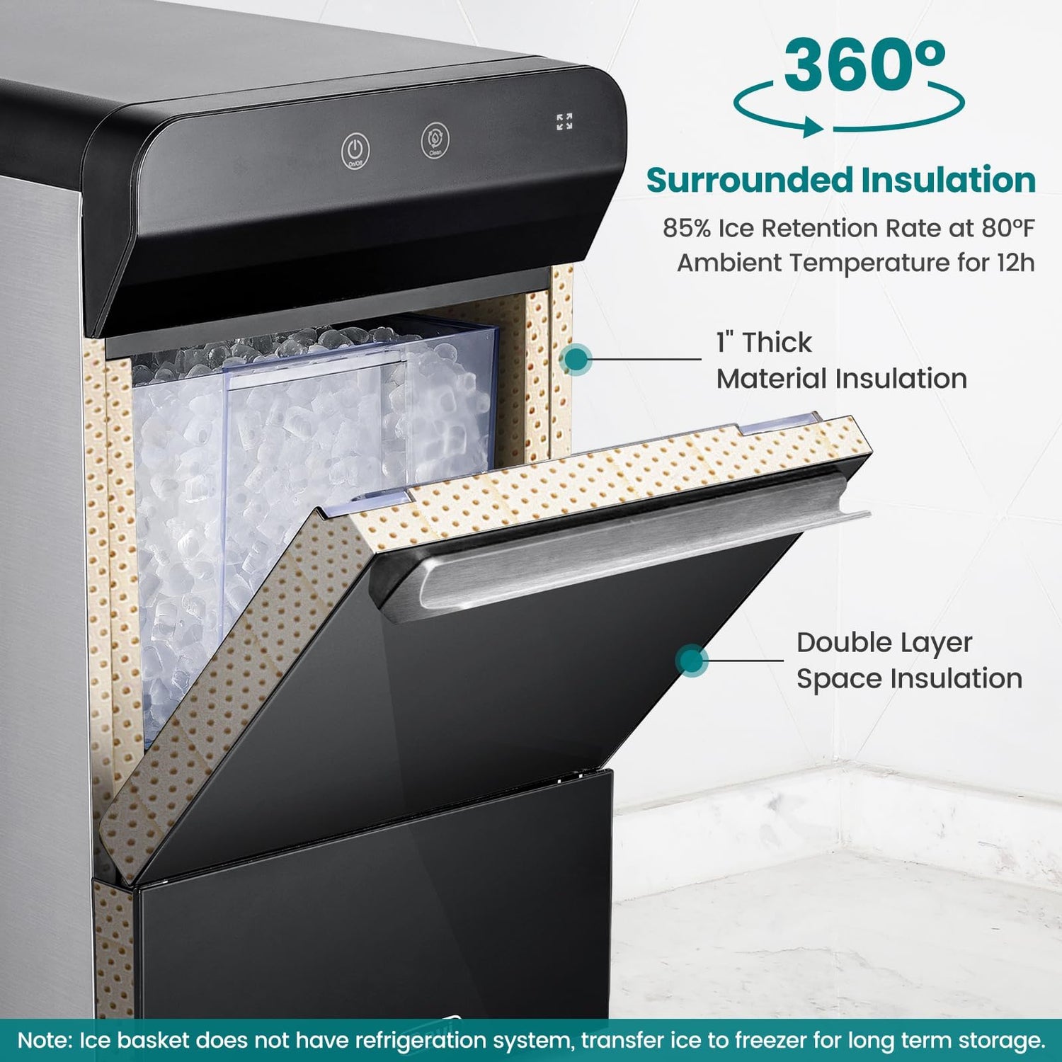 Gevi Household V2.0 Gemi Nugget Ice Maker Countertop Pellet Crushed Chewable Ice Machine with Self-Cleaning Open and Pour Water Refill for Kitchen Party Office Stainless Steel White