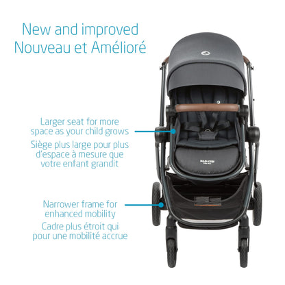 Maxi-Cosi Zelia Max 5-in-1 Modular Travel System, Carraige mode, Reversible toddler seat, Use from birth, Mico infant car seat (included), Polished Pebble