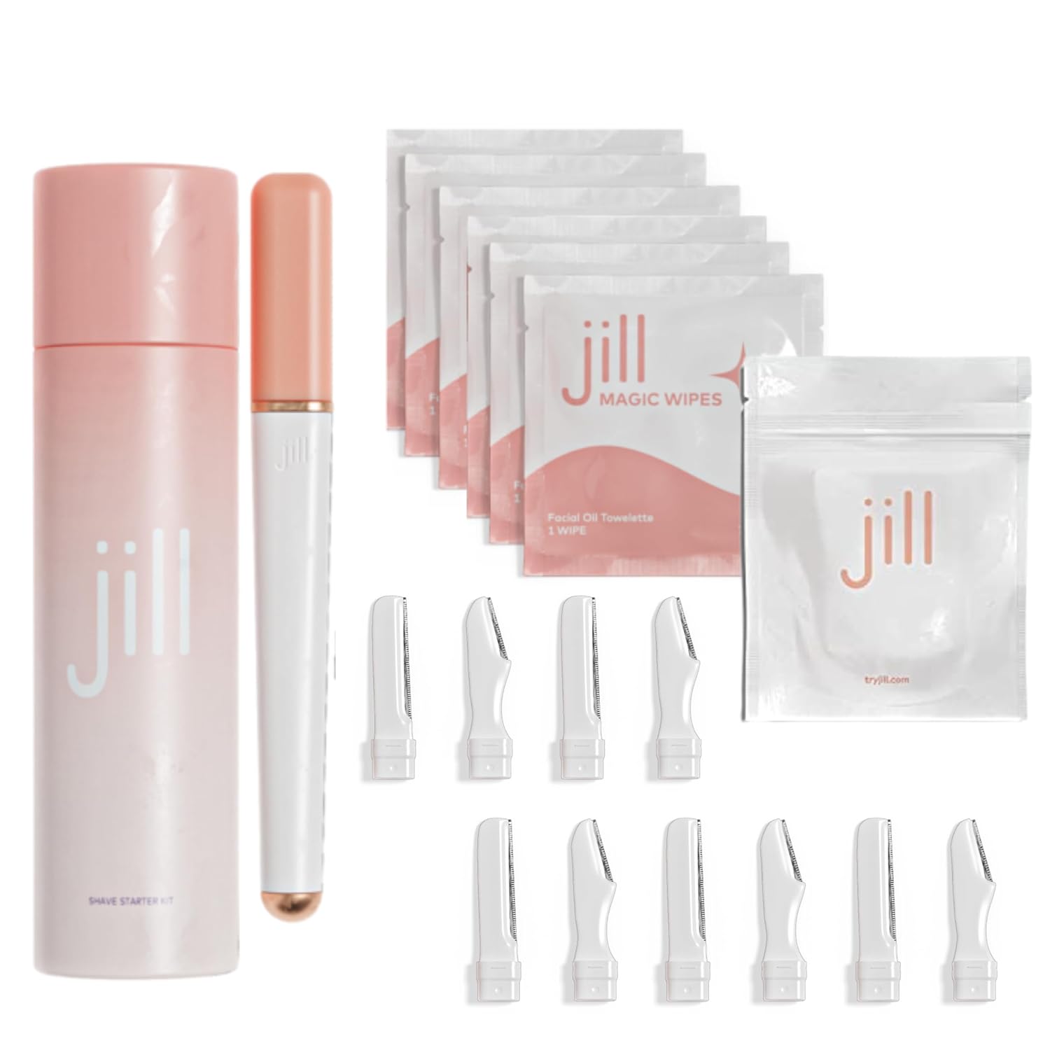 Jill Dermaplane Razor Starter Kit + Magic Oil Wipes &amp; Dermaplane Refill Blade Bundle