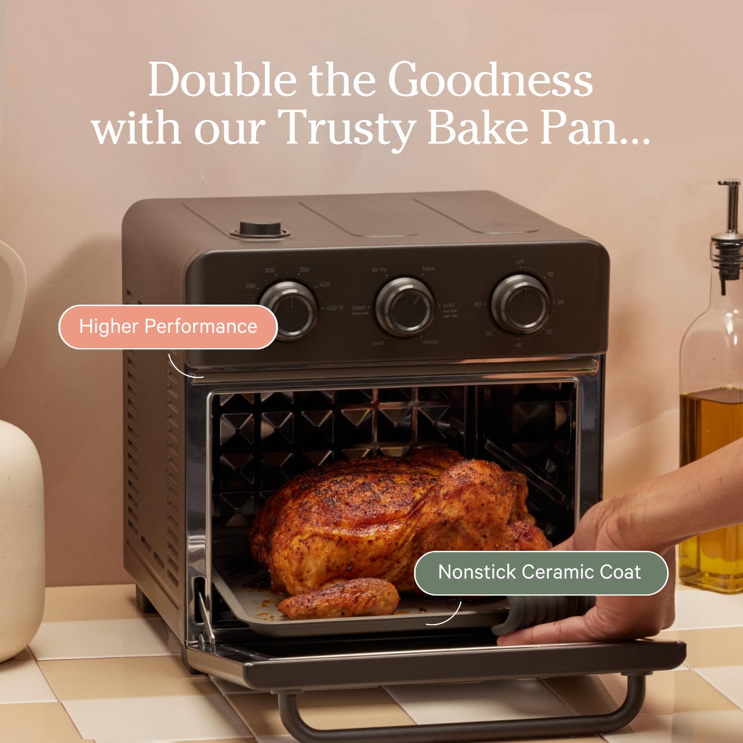 Our Place Wonder Oven Essentials Kit | Extra Air Fryer Basket &amp; Nonstick Ceramic-Coated Bake Pan | Oven Safe, Eco-Friendly | Steam