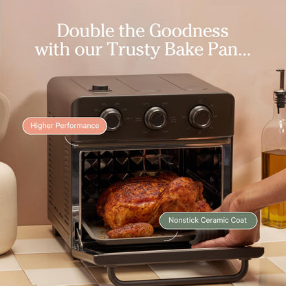 Our Place Wonder Oven Essentials Kit | Extra Air Fryer Basket &amp; Nonstick Ceramic-Coated Bake Pan | Oven Safe, Eco-Friendly | Steam