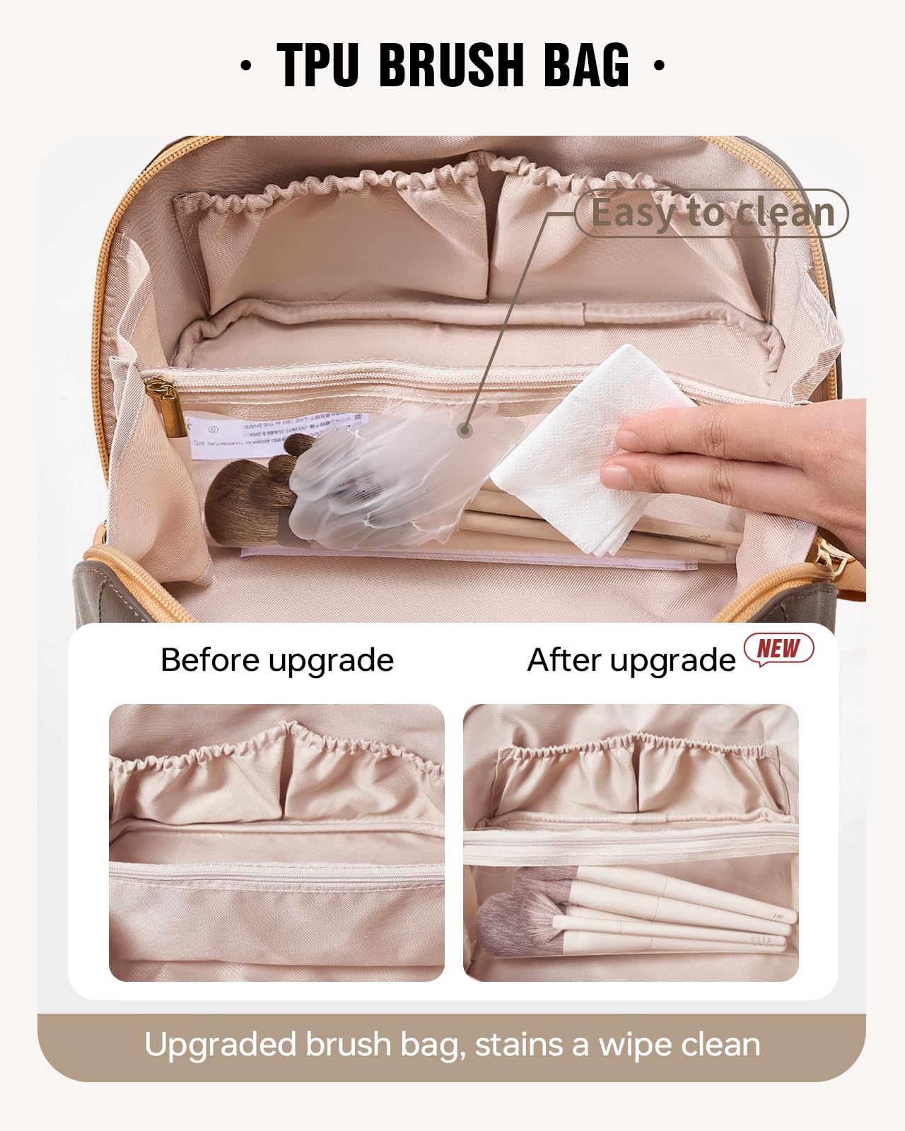 EACHY Travel Makeup Bag,Large Capacity Cosmetic Bags for Women,Waterproof Portable Pouch Open Flat Toiletry Bag Make up Organizer with Divider and Handle