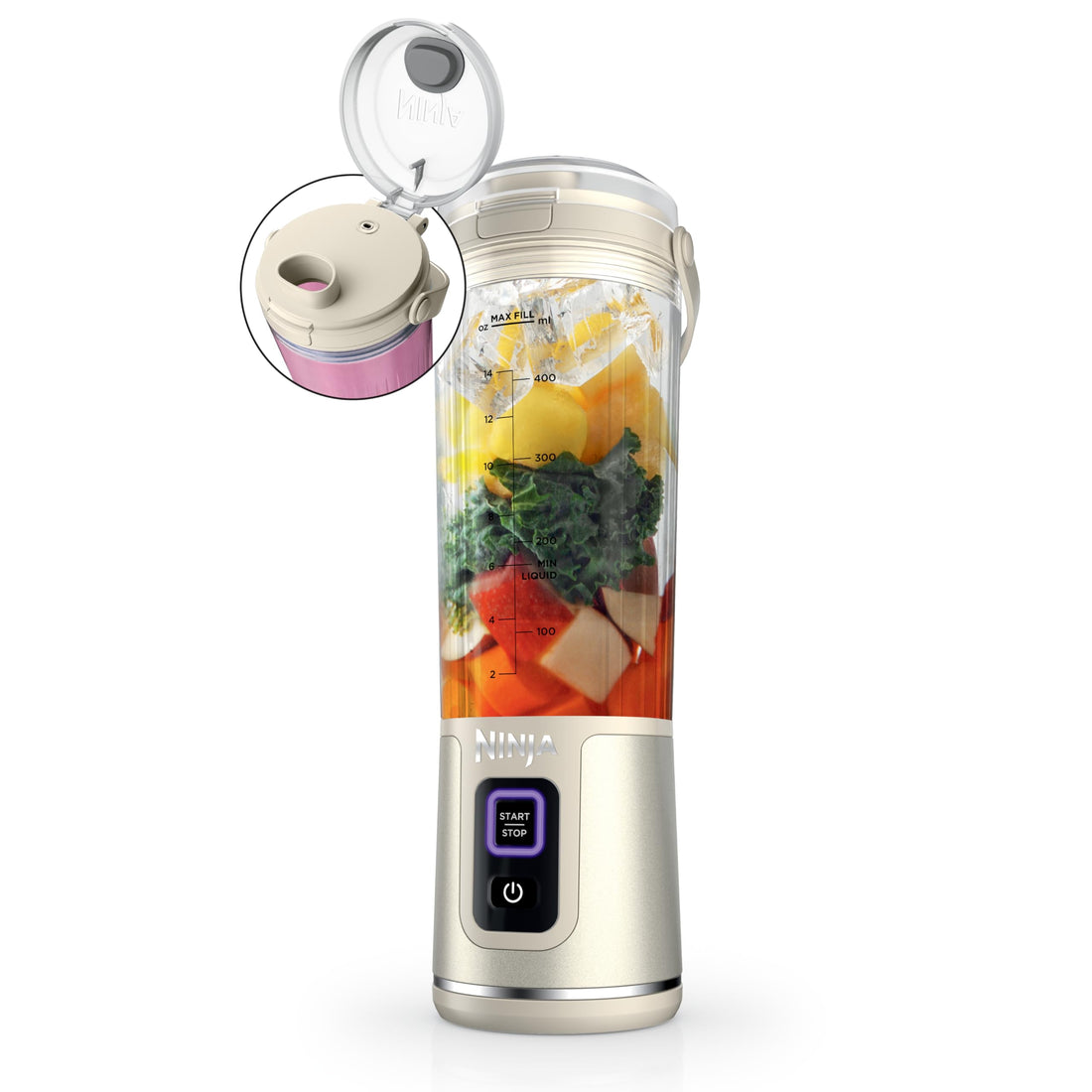 Ninja Blast Portable Blender, Cordless, 18oz. Vessel, Personal Blender For-Shakes and Smoothies, BPA Free, Leakproof-Lid and Sip Spout, USB-C Rechargeable, Dishwasher Safe Parts, Tinted Pink, BC151PK