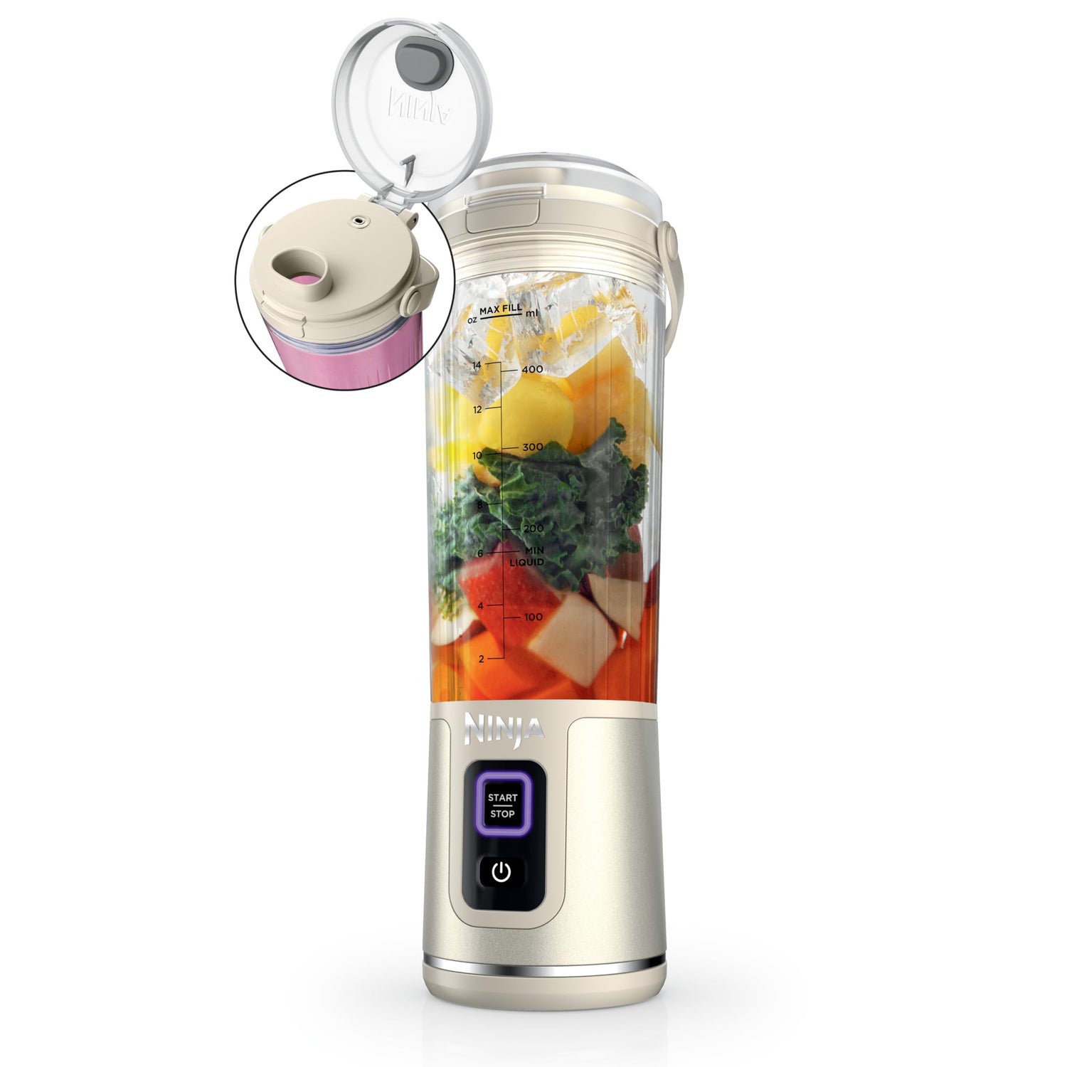 Ninja Blast Portable Blender, Cordless, 18oz. Vessel, Personal Blender For-Shakes and Smoothies, BPA Free, Leakproof-Lid and Sip Spout, USB-C Rechargeable, Dishwasher Safe Parts, Tinted Pink, BC151PK