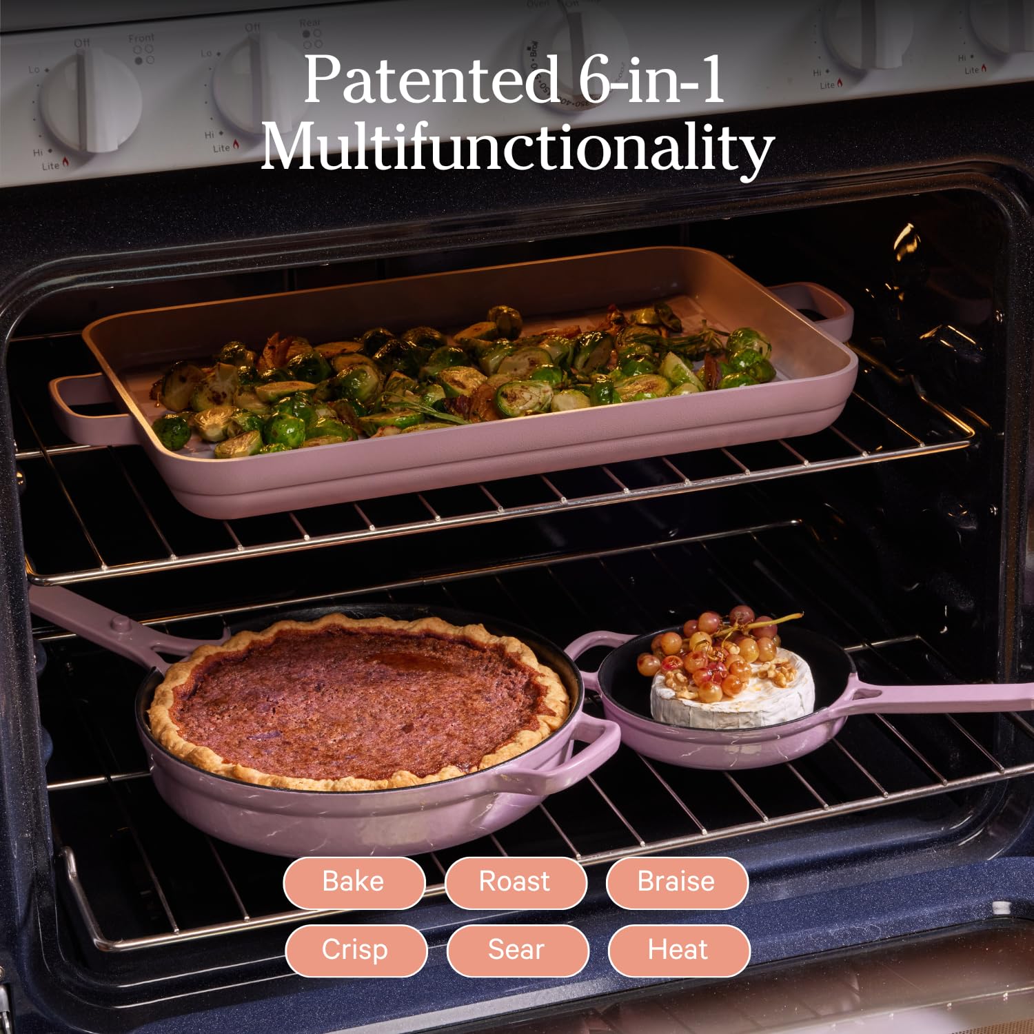 Our Place Bakeware Set | 5-Piece Nonstick, Toxin-Free, Ceramic, Stoneware Set with Oven Pan, Bakers, &amp; Oven Mat | Space-Saving Nesting Design | Oven-Safe | Bake, Roast, Griddle and more | Steam
