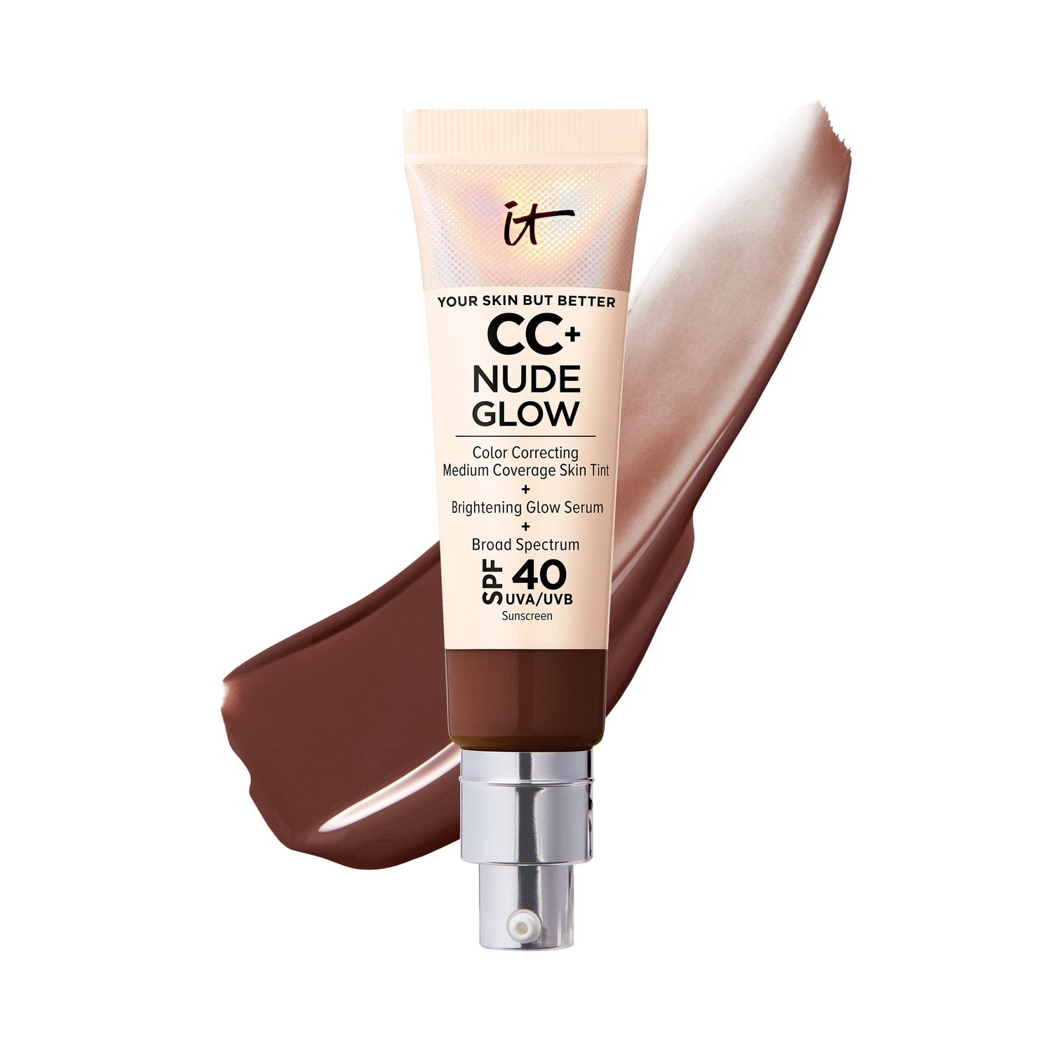 IT Cosmetics CC+ Nude Glow Lightweight Foundation + Glow Serum with SPF 40 - With Niacinamide, Hyaluronic Acid &amp; Green Tea Extract - 1.08 fl oz