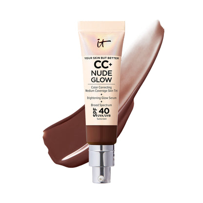 IT Cosmetics CC+ Nude Glow Lightweight Foundation + Glow Serum with SPF 40 - With Niacinamide, Hyaluronic Acid &amp; Green Tea Extract - 1.08 fl oz
