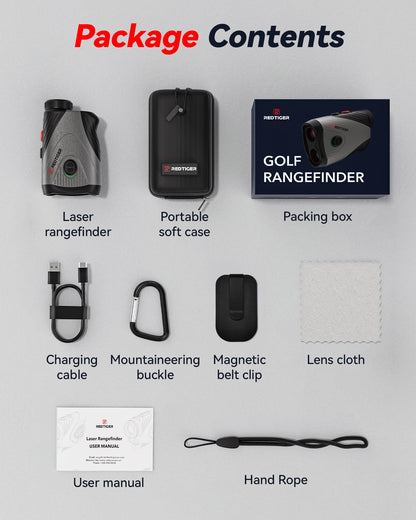 REDTIGER Golf Rangefinder with Slope, 1200 Yards Laser Range Finder Golfing, 7X Magnification, Flag Pole Locking Vibration, Rechargeable Range Finders with Magnet Stripe