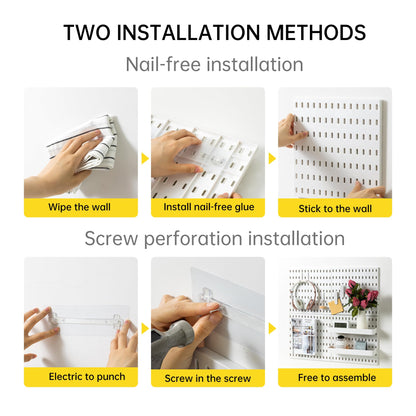VUSIGN Pegboard Combination Wall Organizer Kit, 4 Pieces Pegboards and 17 Accessories Modular Hanging, Wall Mount Display Peg Board Panel Kits for Bedroom, Home, Office, Bathroom, 22&quot; x 22&quot;, Pink