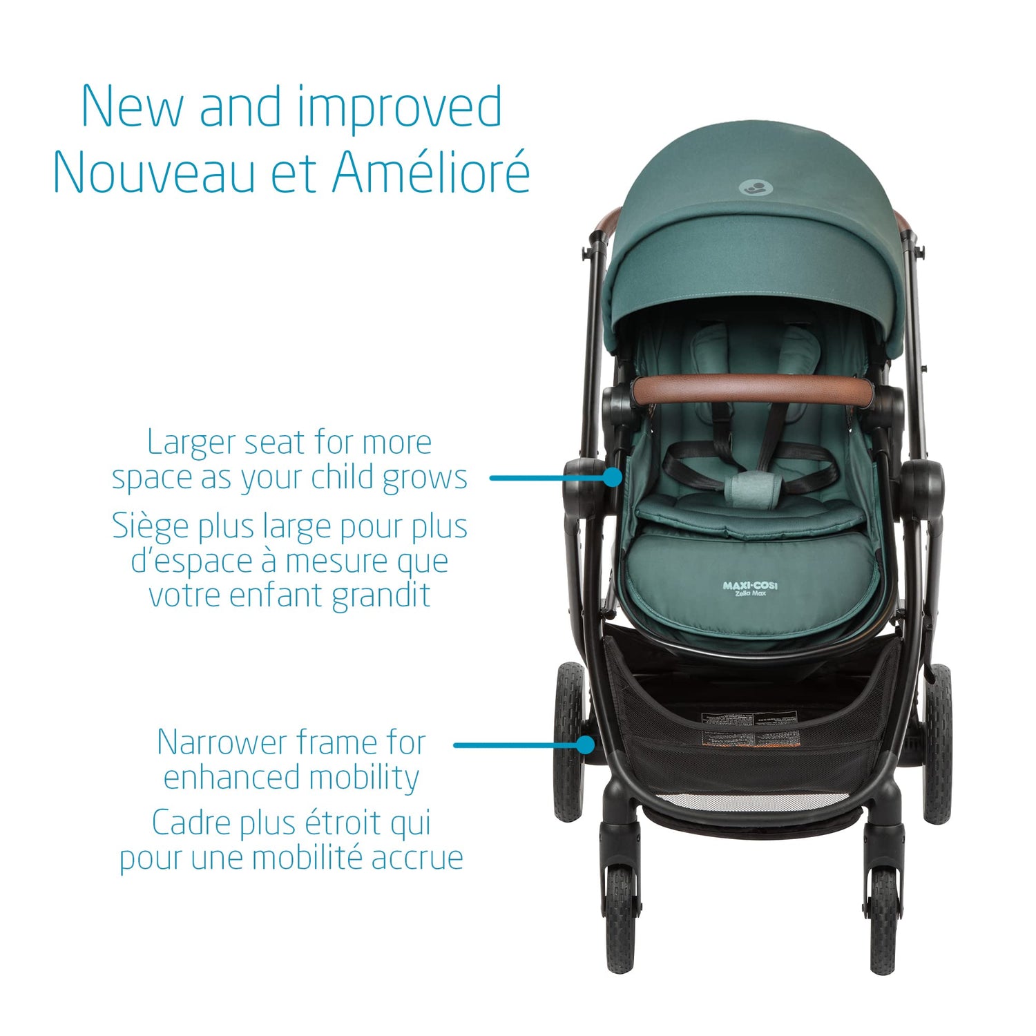 Maxi-Cosi Zelia Max 5-in-1 Modular Travel System, Carraige mode, Reversible toddler seat, Use from birth, Mico infant car seat (included), Polished Pebble