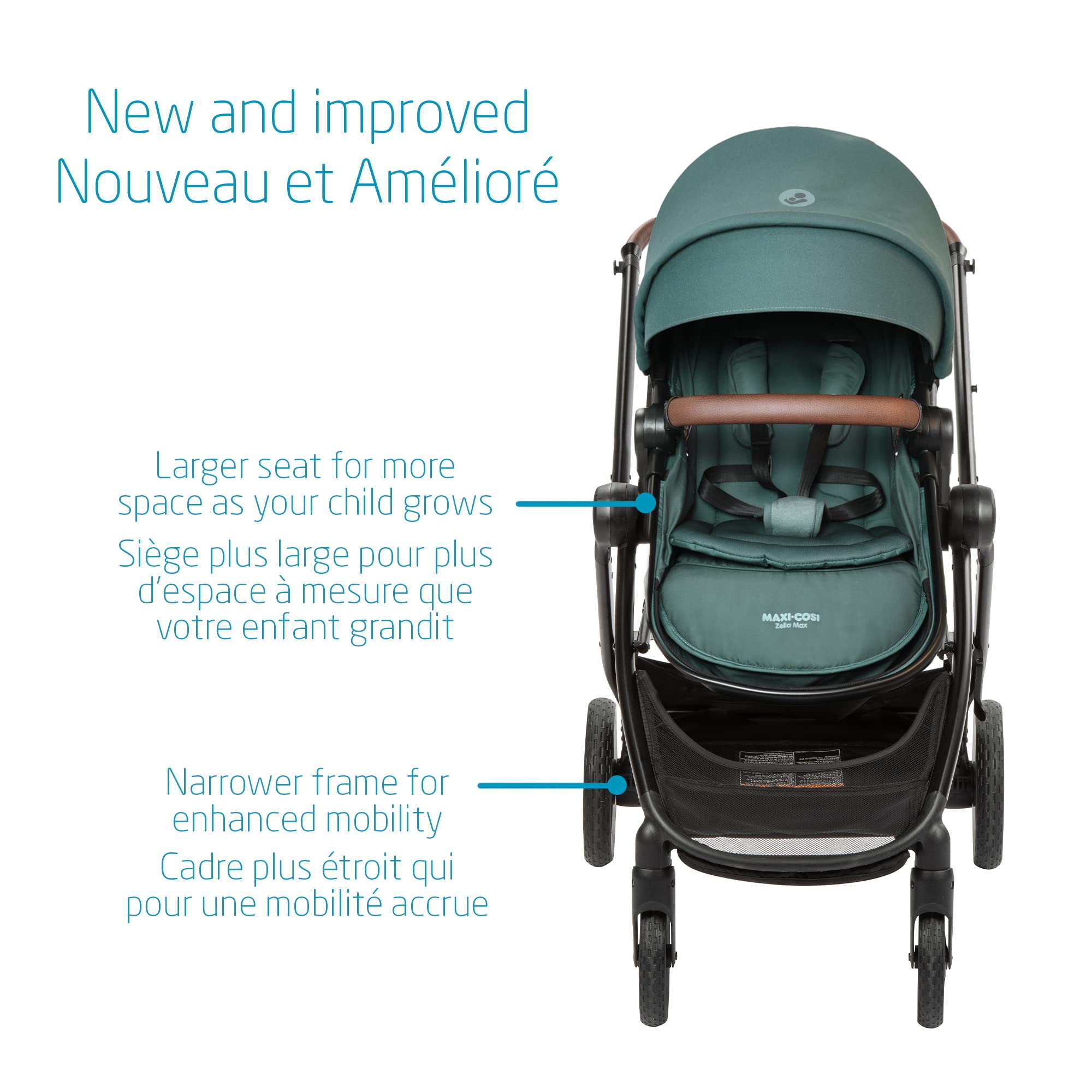 Maxi-Cosi Zelia Max 5-in-1 Modular Travel System, Carraige mode, Reversible toddler seat, Use from birth, Mico infant car seat (included), Polished Pebble