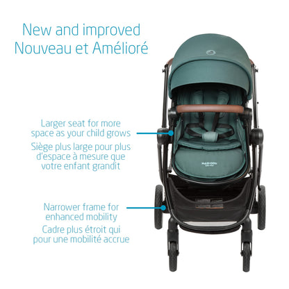 Maxi-Cosi Zelia Max 5-in-1 Modular Travel System, Carraige mode, Reversible toddler seat, Use from birth, Mico infant car seat (included), Polished Pebble