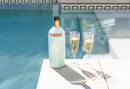 Vinglacé Wine Bottle Chiller- Portable Champagne Insulator- Stainless Steel Wine Cooler Sleeve, White