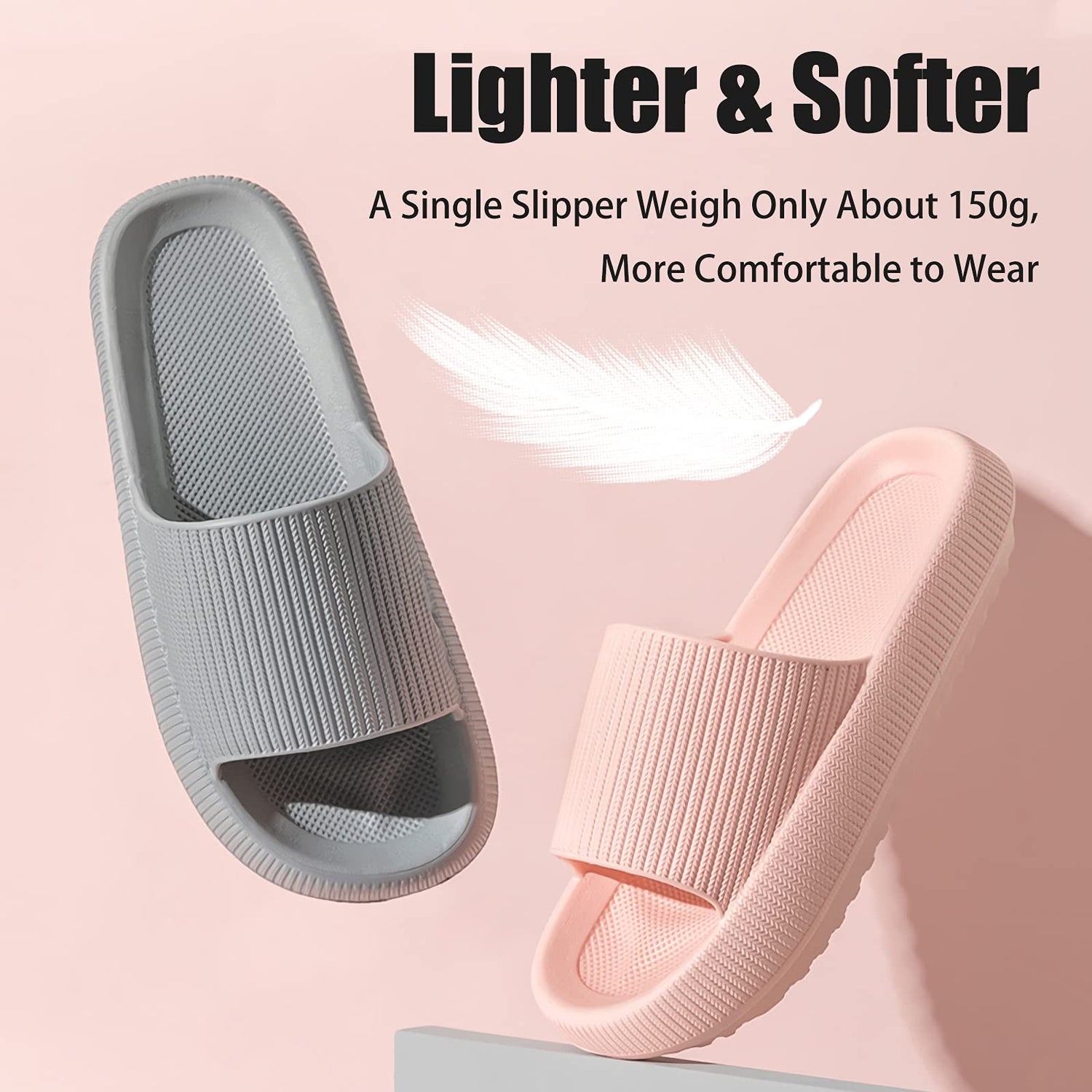 rosyclo Cloud Slippers for Women and Men, Pillow House Slippers Shower Shoes Indoor Slides Bathroom Sandals, Ultimate Comfort, Lightweight, Thick Sole, Non-Slip, Easy to Clean