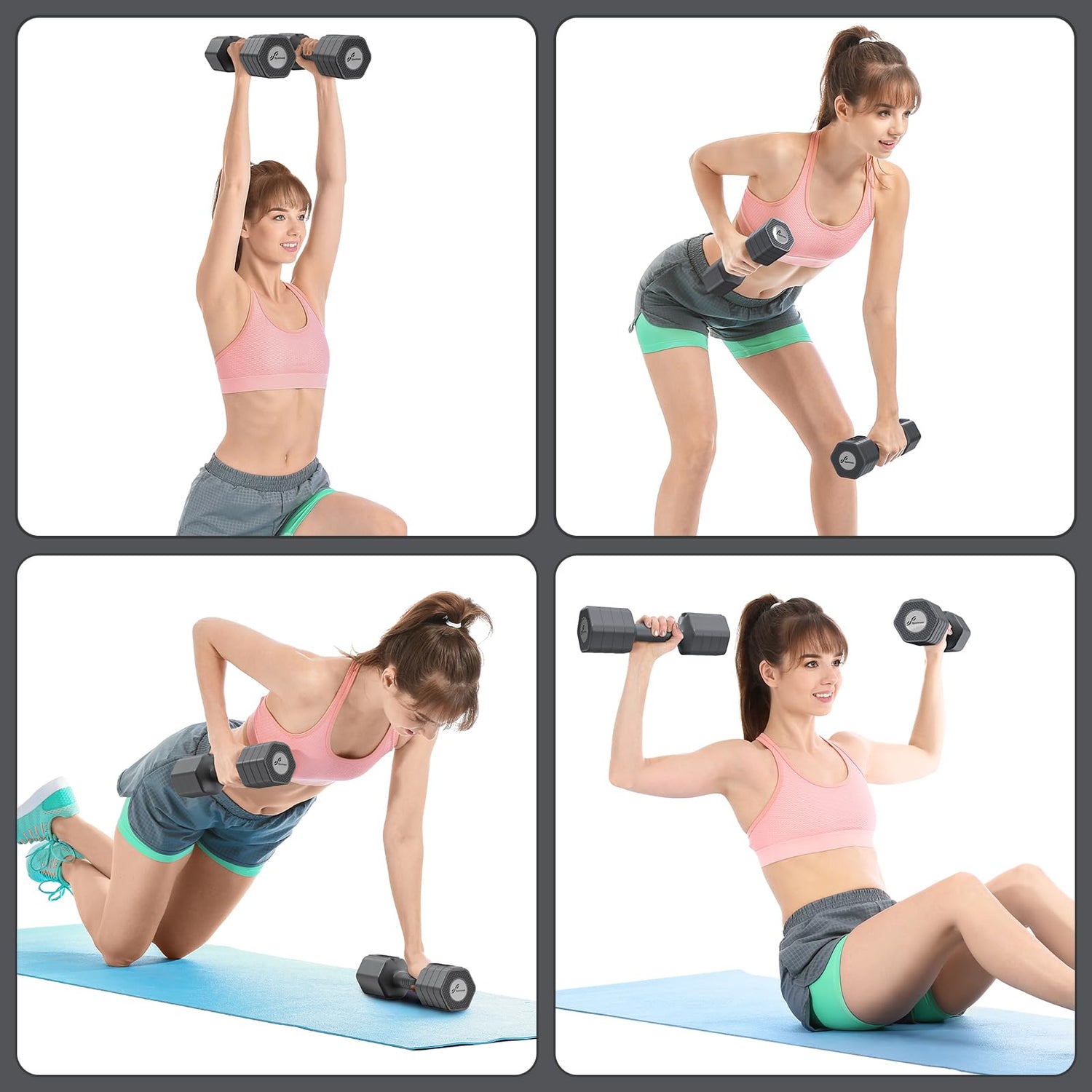 Adjustable Dumbbells Hand Weights Set: Sportneer 4 In 1 Weight Each 2lb 3lb 4lb 5lb Free Weights Dumbbells Set for Women Fast Adjust Dumbbell Set for Men Home Gym Workout Strength Training Exercise
