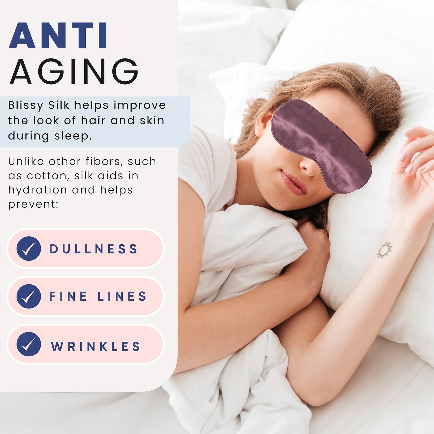 Blissy Silk Sleep Mask - Silk Eye Sleeping Mask for Women &amp; Men for Total Blackout - Silk Eye Mask - 100% Pure Mulberry Silk, 22 Momme 6a Fibers - Blindfold Silk Sleep Mask Side Sleeper Eye Cover