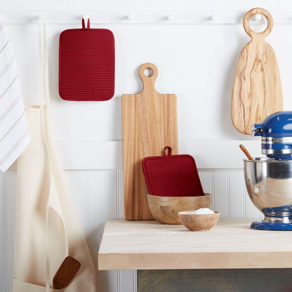 KitchenAid Ribbed Soft Silicone Water Resistant Pot Holder Set, Milkshake , 2 Piece Set, 7&quot;x9&quot;