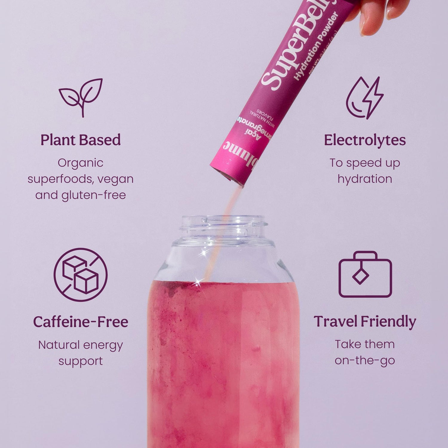 Blume SuperBelly Gut Health Hydration Packets, Sugar-Free, with Prebiotics, Probiotics, Apple Cider Vinegar, and Electrolytes, Strawberry Hibiscus, 15 Sticks
