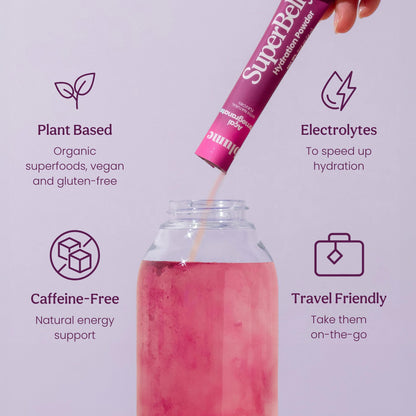 Blume SuperBelly Gut Health Hydration Packets, Sugar-Free, with Prebiotics, Probiotics, Apple Cider Vinegar, and Electrolytes, Strawberry Hibiscus, 15 Sticks