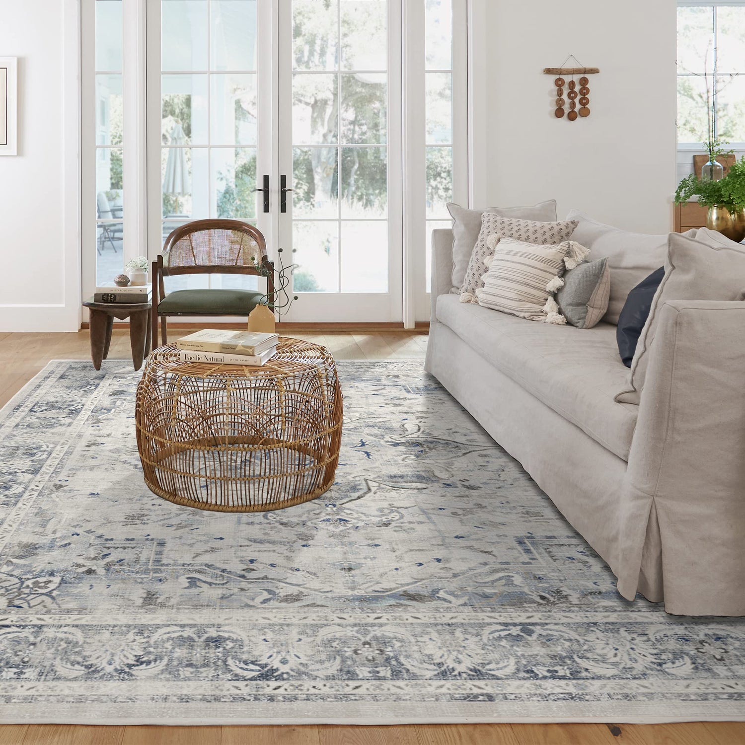 RUGGABLE – Sarrah Blue Quartz – Machine Washable Runner Rug – Pet &amp; Child Friendly – Stain &amp; Water Resistant – Non-Slip – 2.5&