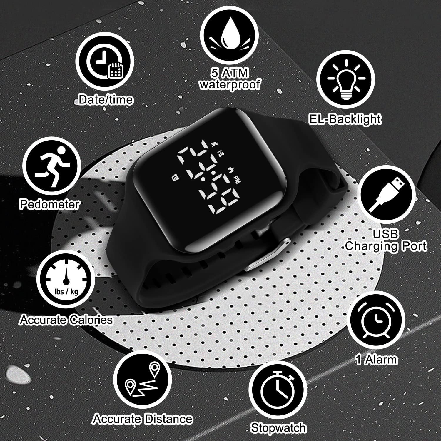 Kids Watch, No App Fitness Tracker Watch for Kids Teenager Digital Watch with Steps Counter/Distance/Calories/Alarm/Stopwatch Fitness Watch for Kids Girls Boys Gift for Teens
