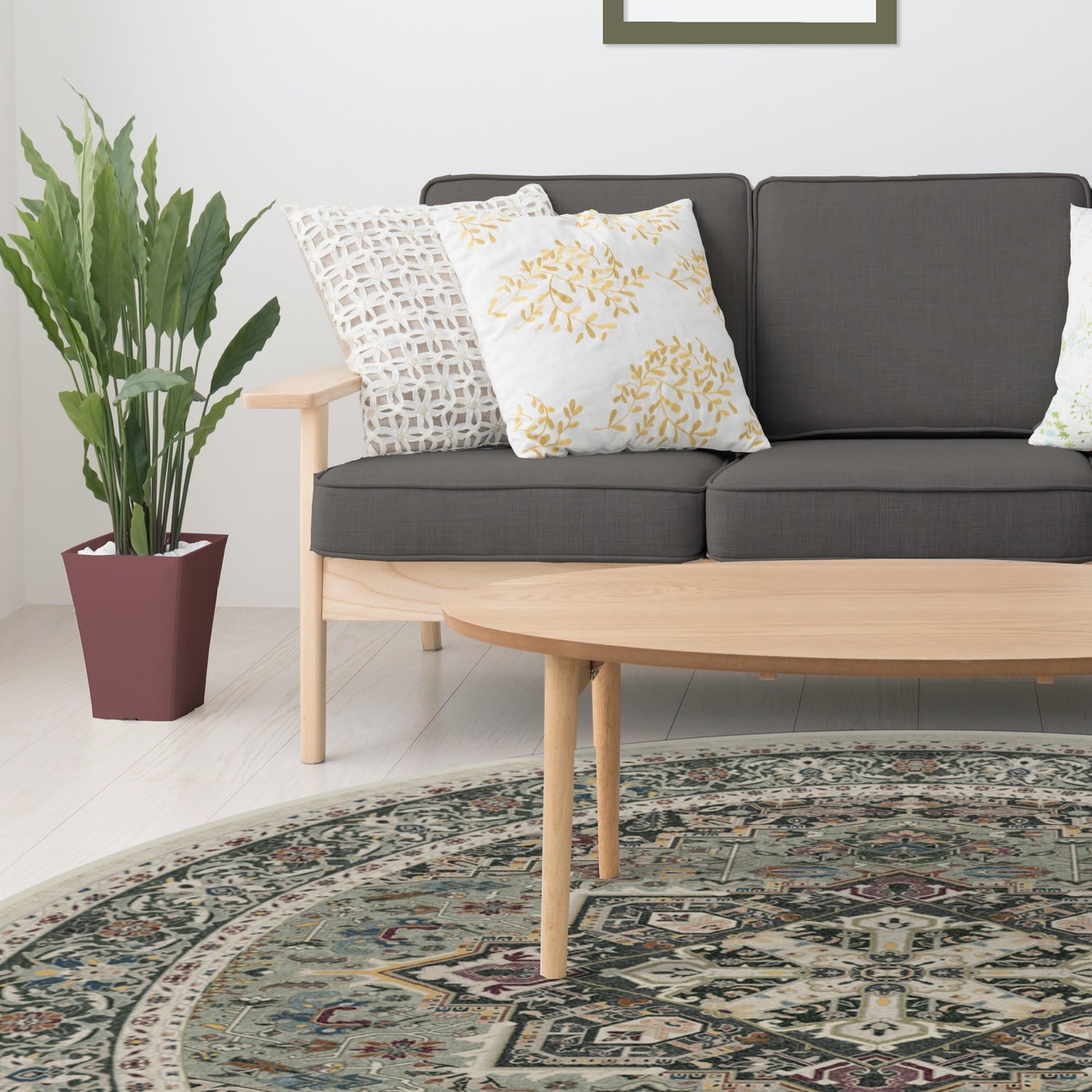 RUGGABLE Hendesi Heriz Washable Rug - Perfect Antique Vintage Area Rug for Living Room Bedroom Kitchen - Pet &amp; Child Friendly - Stain &amp; Water Resistant, Non-Slip - Abalone 2&