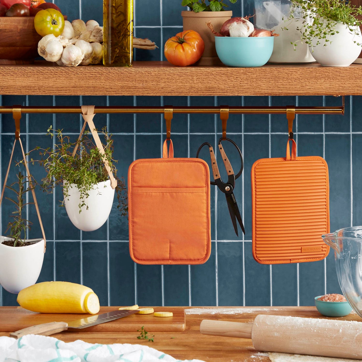 KitchenAid Ribbed Soft Silicone Water Resistant Pot Holder Set, Milkshake , 2 Piece Set, 7&quot;x9&quot;