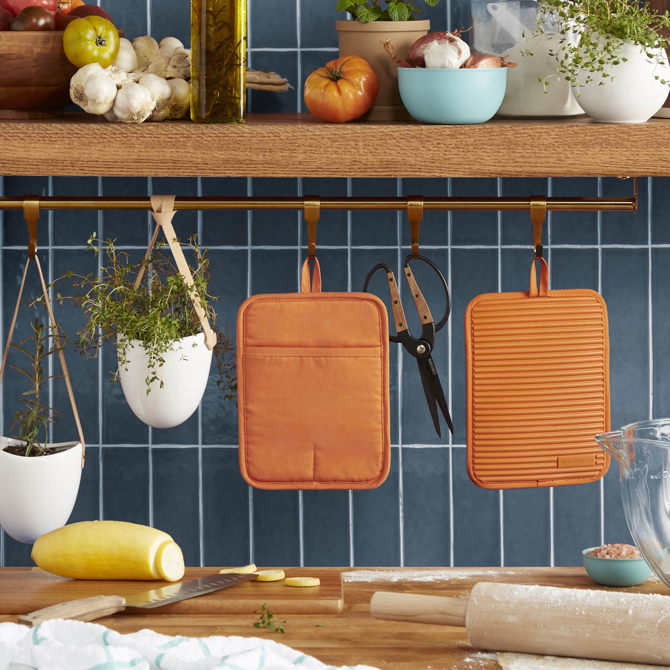 KitchenAid Ribbed Soft Silicone Water Resistant Pot Holder Set, Milkshake , 2 Piece Set, 7&quot;x9&quot;