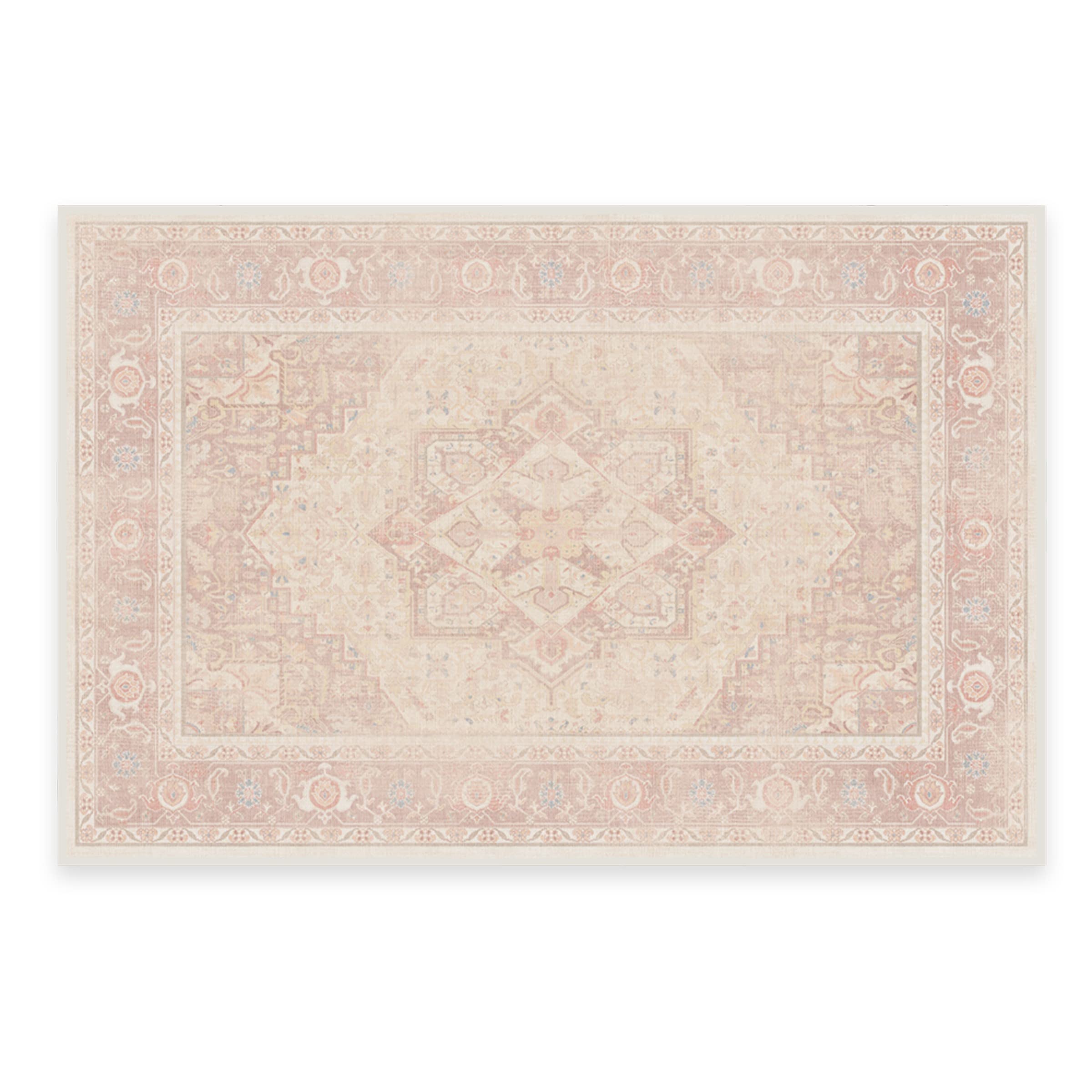 RUGGABLE Kamran Washable Rug - Perfect Vintage Area Rug for Living Room Bedroom Kitchen - Pet &amp; Child Friendly - Stain &amp; Water Resistant - Hazel 5&