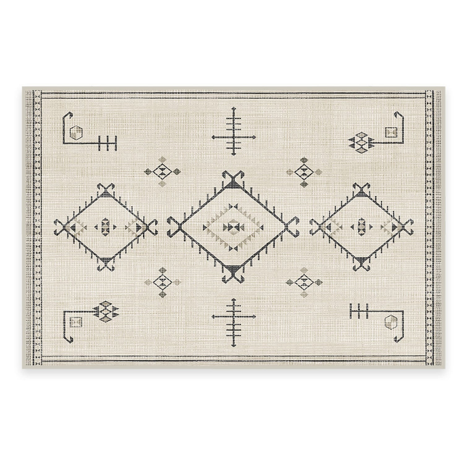 RUGGABLE Damali Runner Rug - Perfect Boho Washable Rug for Entryway Hallway Kitchen - Pet &amp; Child Friendly - Non-Toxic - Stain &amp; Water Resistant - Black &amp; White 2.5&