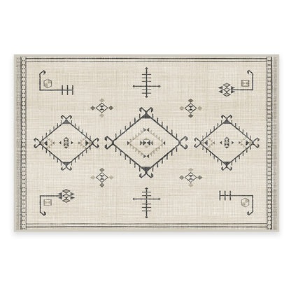 RUGGABLE Damali Runner Rug - Perfect Boho Washable Rug for Entryway Hallway Kitchen - Pet &amp; Child Friendly - Non-Toxic - Stain &amp; Water Resistant - Black &amp; White 2.5&