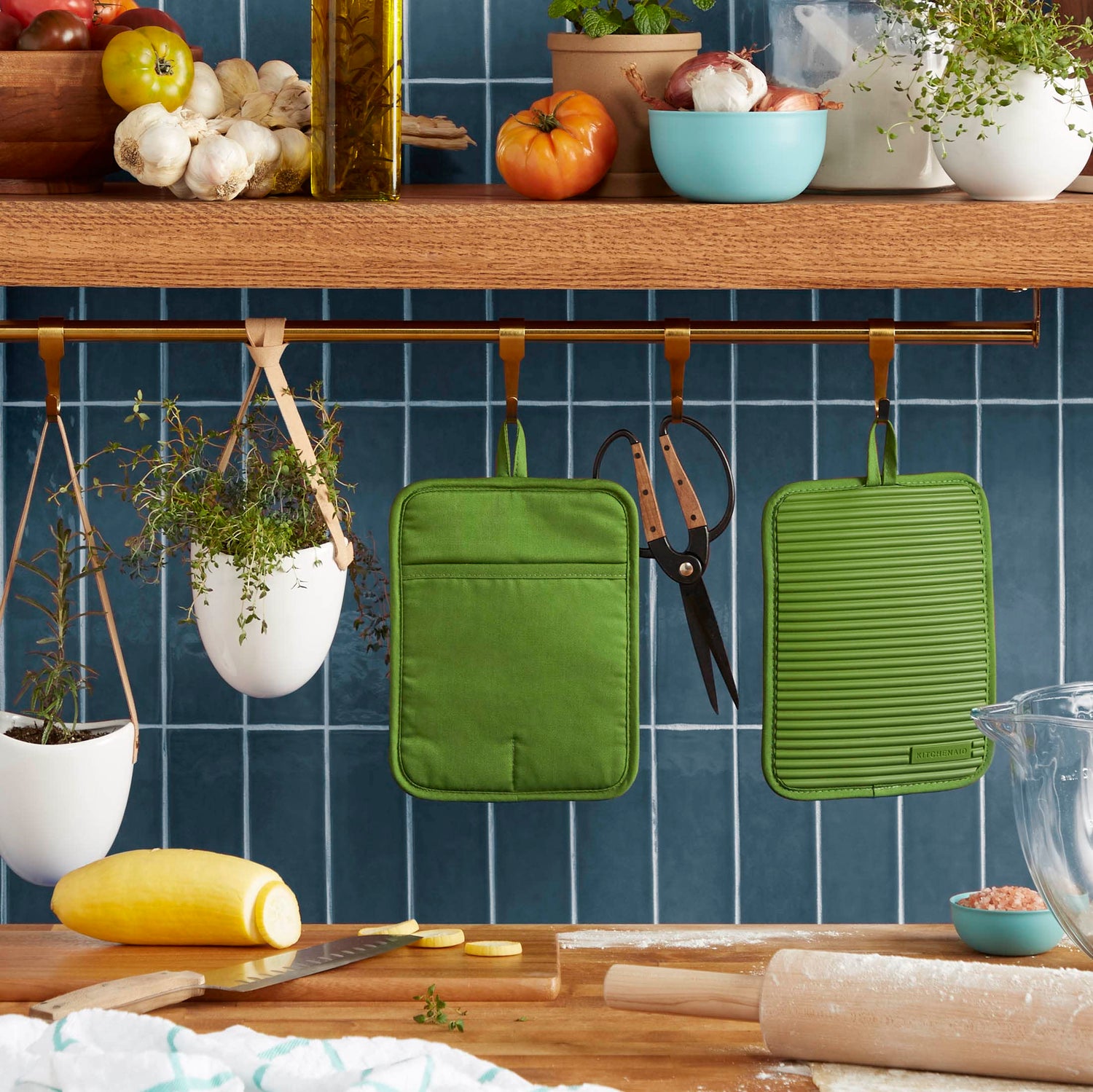 KitchenAid Ribbed Soft Silicone Water Resistant Pot Holder Set, Milkshake , 2 Piece Set, 7&quot;x9&quot;