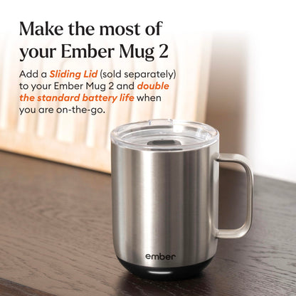 Ember Temperature Control Smart Mug 2, 14 Oz, App-Controlled Heated Coffee Mug with 80 Min Battery Life and Improved Design, White