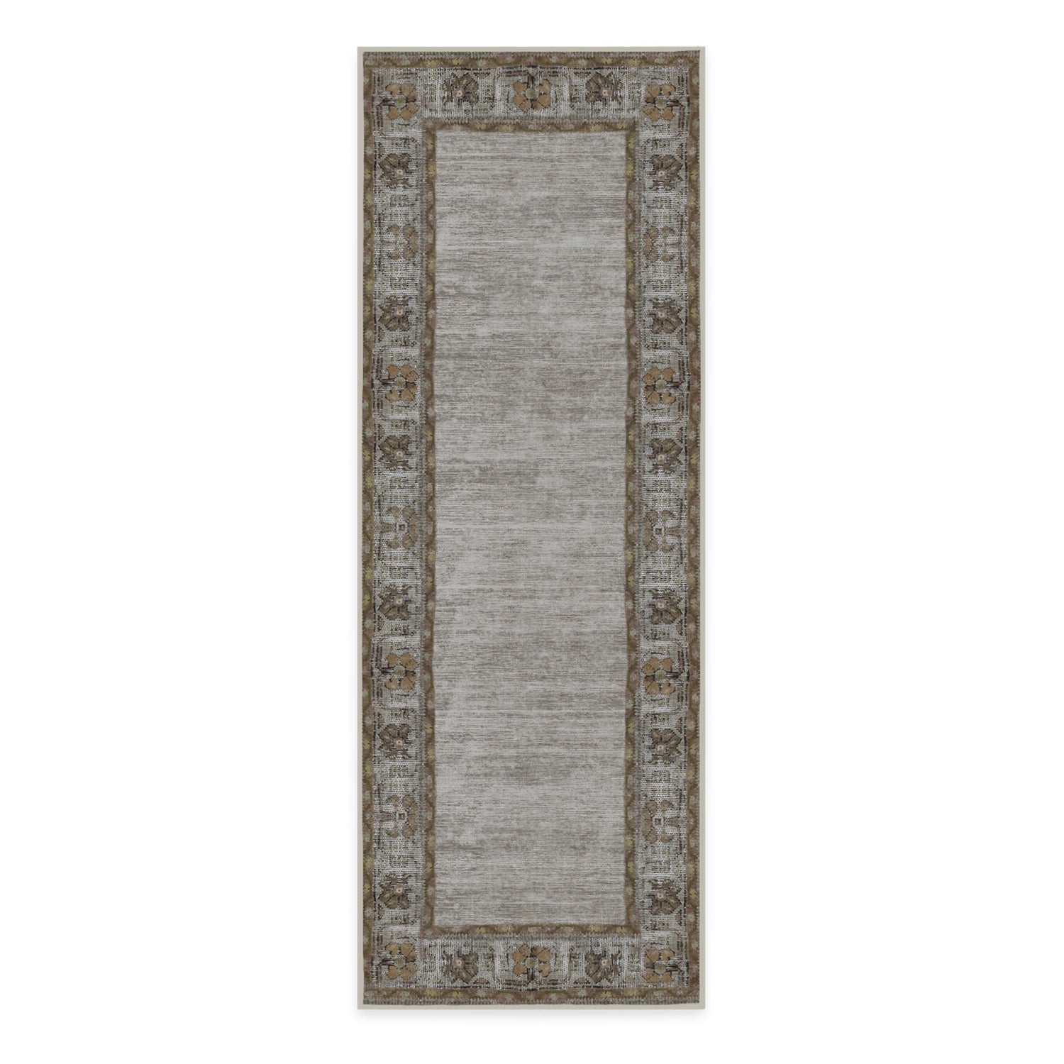 RUGGABLE Zinnia Runner Rug - Perfect Boho Washable Rug for Entryway Hallway Kitchen - Pet &amp; Child Friendly - Stain &amp; Water Resistant - Grey 2.5&