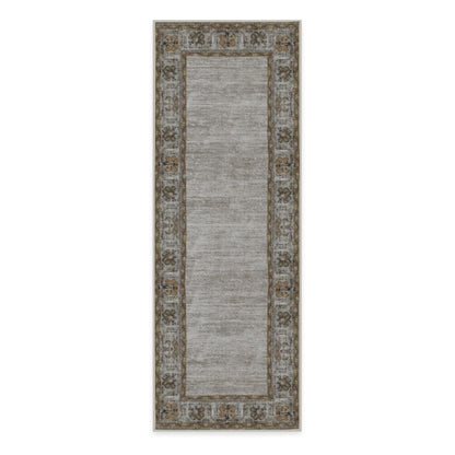 RUGGABLE Zinnia Runner Rug - Perfect Boho Washable Rug for Entryway Hallway Kitchen - Pet &amp; Child Friendly - Stain &amp; Water Resistant - Grey 2.5&