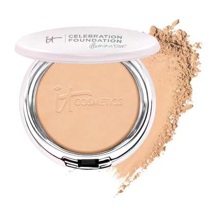IT Cosmetics Celebration Foundation Illumination - Full-Coverage, Anti-Aging Powder Foundation - Blurs Pores, Wrinkles &amp; Imperfections - 0.3 oz
