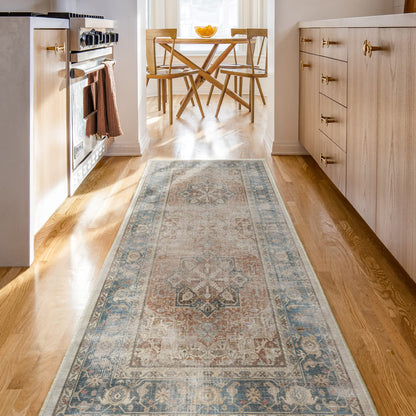 RUGGABLE Kamran Washable Rug - Perfect Vintage Area Rug for Living Room Bedroom Kitchen - Pet &amp; Child Friendly - Stain &amp; Water Resistant - Hazel 5&