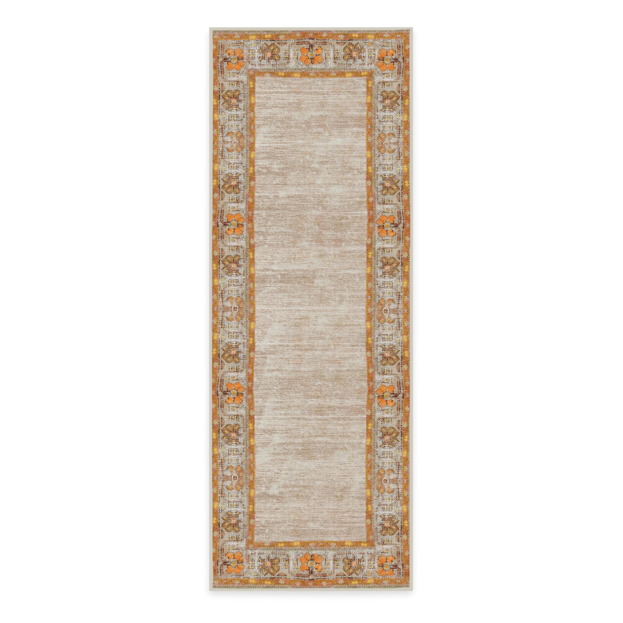 RUGGABLE Zinnia Runner Rug - Perfect Boho Washable Rug for Entryway Hallway Kitchen - Pet &amp; Child Friendly - Stain &amp; Water Resistant - Grey 2.5&