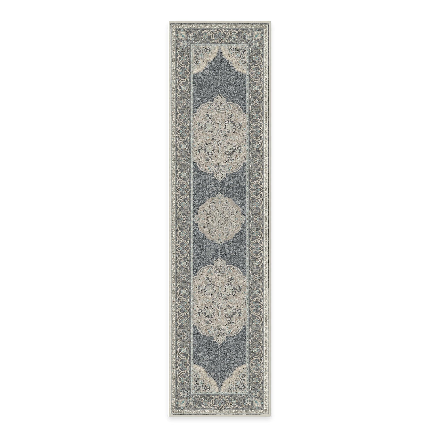 RUGGABLE Disney Traditional Mickey Mouse Washable Rug - Perfect Area Rug for Nursery Playroom Kids Room - Pet &amp; Child Friendly - Stain &amp; Water Resistant - Damask Grey 3&