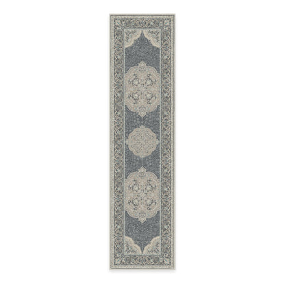 RUGGABLE Disney Traditional Mickey Mouse Washable Rug - Perfect Area Rug for Nursery Playroom Kids Room - Pet &amp; Child Friendly - Stain &amp; Water Resistant - Damask Grey 3&