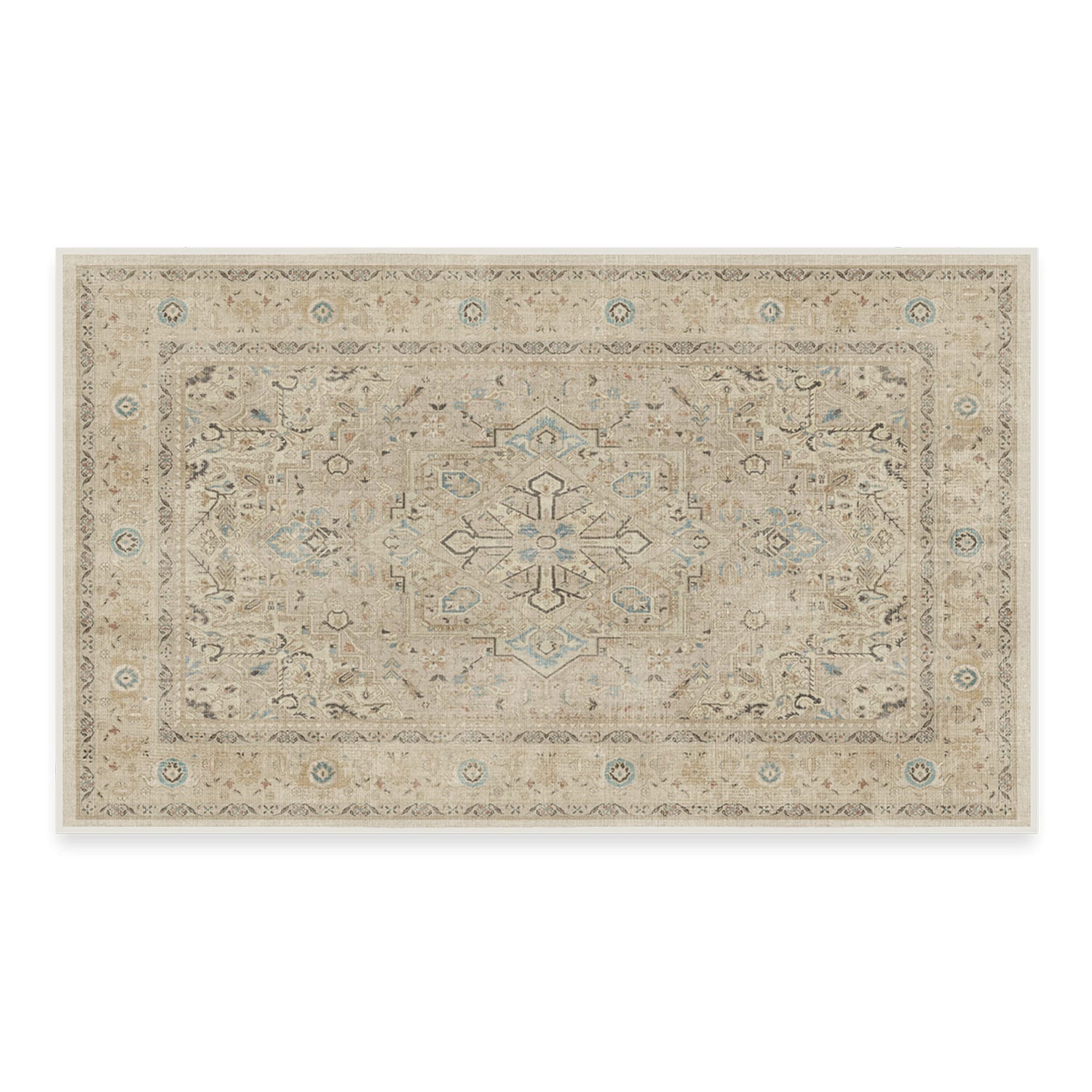 RUGGABLE Kamran Washable Rug - Perfect Vintage Area Rug for Living Room Bedroom Kitchen - Pet &amp; Child Friendly - Stain &amp; Water Resistant - Hazel 5&