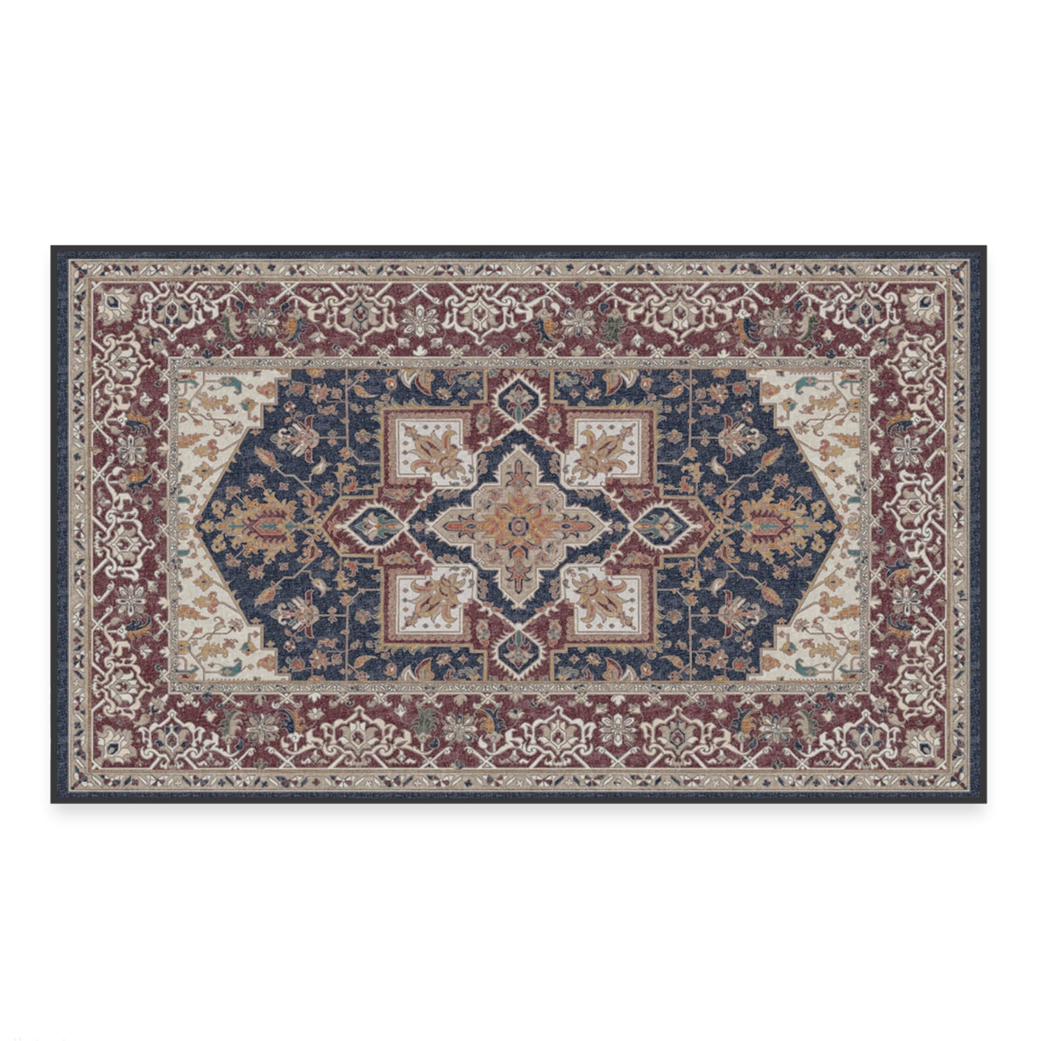 RUGGABLE Maral Heriz Washable Rug - Perfect Vintage Area Rug for Living Room Bedroom Kitchen - Pet &amp; Child Friendly - Stain &amp; Water Resistant - Creme 3&