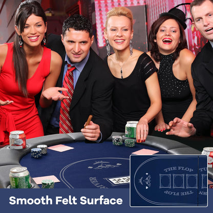GYMAX Poker Table Foldable, 8-Player Texas Holdem Poker Table with Metal Cup Holders, Casino Grade Felt &amp; Padded Rails, Portable Folding Poker Table for Leisure Game, Homes, Game Rooms (Black)