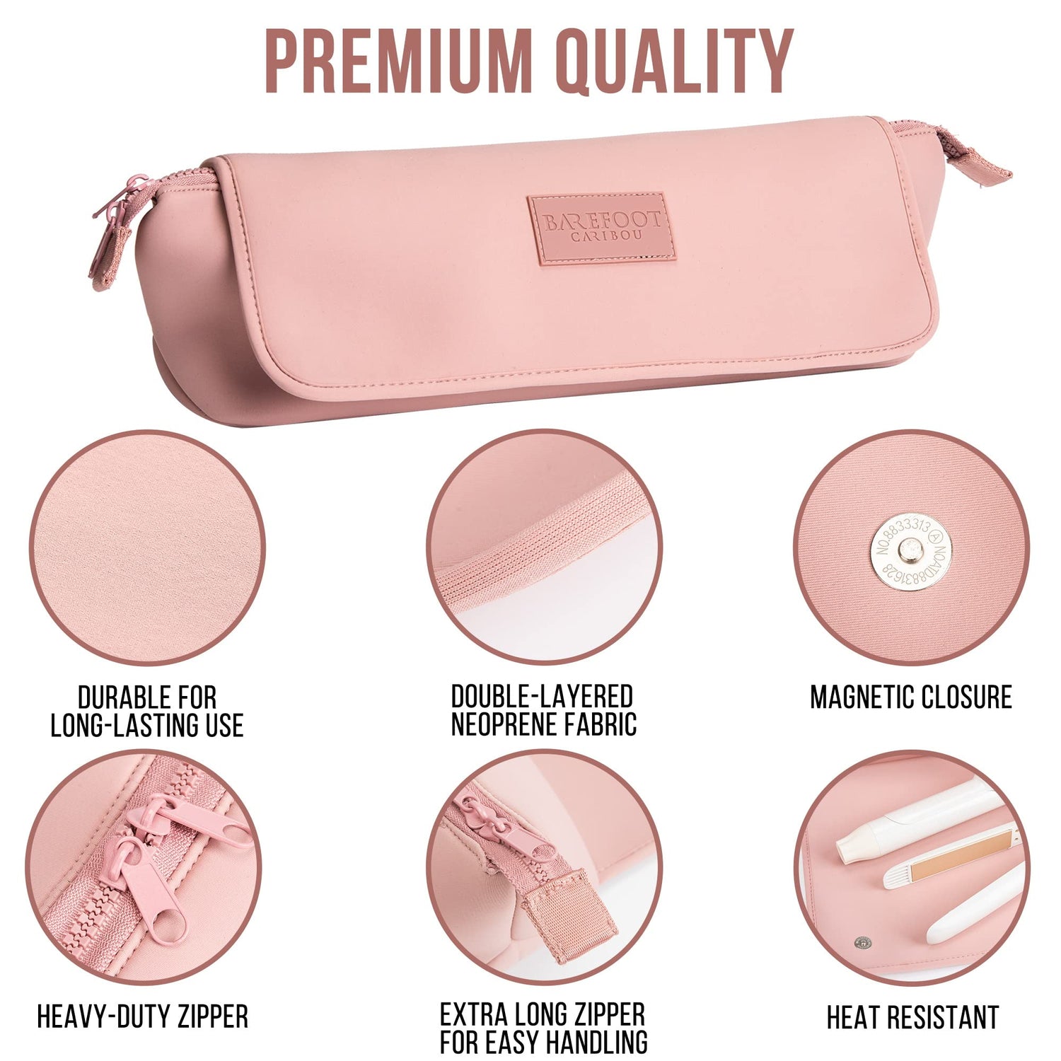 BAREFOOT CARIBOU Hair Tools Travel Bag and Heat Resistant Mat for Flat Irons, Straighteners, Curling Iron, and Haircare Accessories, 2-in-1 Design, with Interior Pockets, Portable Organizer (Ivory)