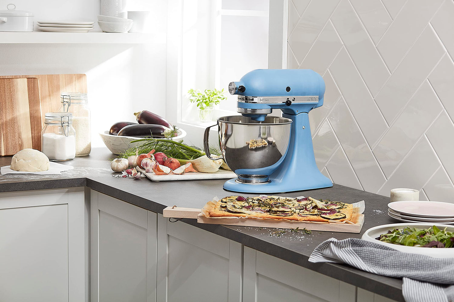 KitchenAid Artisan Series 5-Quart Tilt-Head Stand Mixer, Almond Cream, KSM150PSAC