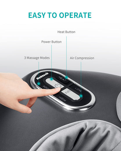 Nekteck Shiatsu Foot Massager Machine with Soothing Heat, Deep Kneading Therapy, Air Compression, Improve Blood Circulation and Foot Wellness,Relax for Home or Office Use(Beige)