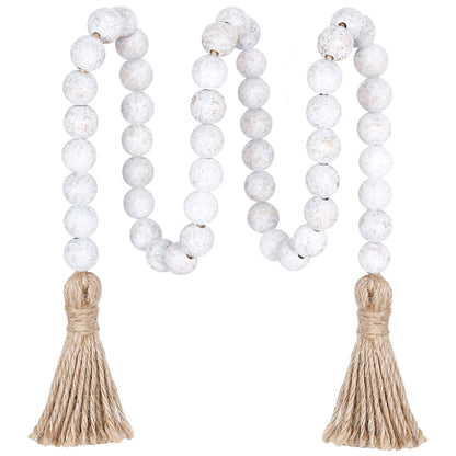 Meplait 39in Wood Bead Garland Farmhouse with Tassels,Versatile Prayer Beads Boho Chic Wall Hanging Home Decor (Purple)