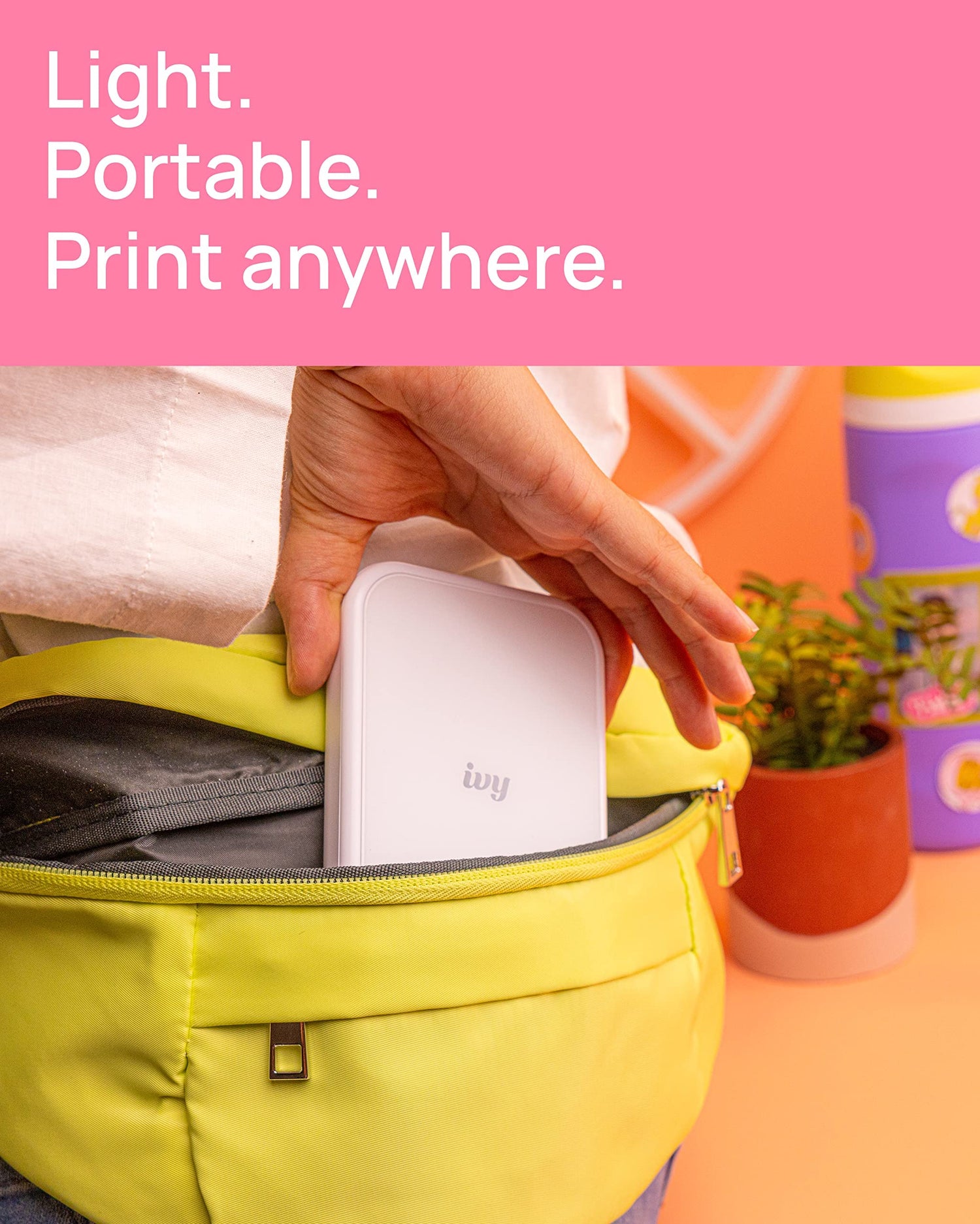 Canon Ivy 2 Mini Photo Printer, Print from Compatible iOS &amp; Android Devices, Sticky-Back Prints, Pure White